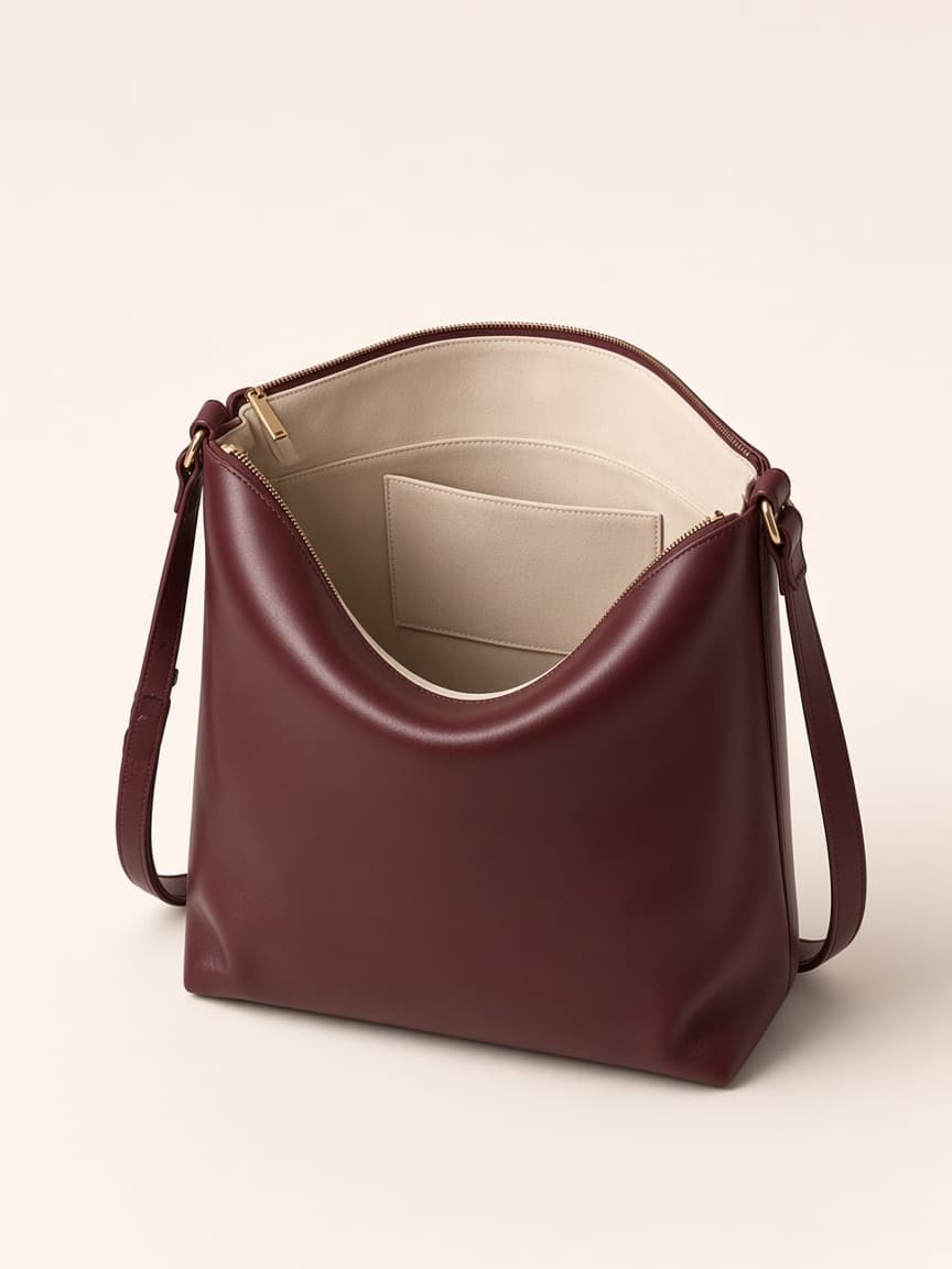 Romeah Firenze burgundy bag — interior lining
