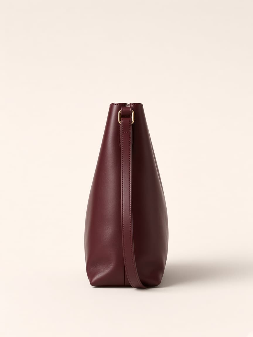 Romeah Firenze burgundy shoulder bag — side silhouette